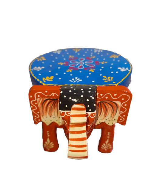 Mini Hand printed Wooden Elephant Stool  For Boho Home Decor