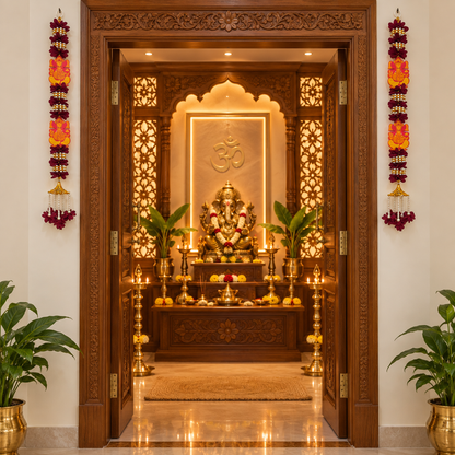 Ganesh flower garland for Diwali decor
Hand-finished fabric flowers
Ganesh motifs with bead detailing
Gold tone metal bell tassels
Traditional festive Indian-inspired design
Handcrafted hanging decoration
Uphar Handicrafts