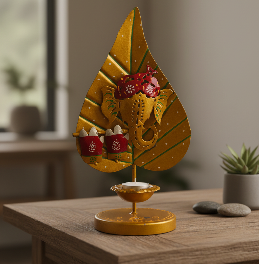 Ganesh Diya Holder Diwali Gift
Ganesh Chaturthi Home Decor
Lord Ganesh ji Tea Light Stand
Traditional Pooja Room Accent
Indian Housewarming Gift Idea
Diwali Return Gift for Family
Uphar Handicrafts