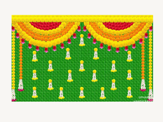 Green Yellow Indian Fabric Backdrop
Traditional Indian Festive Wall Decor
Bright Green and Yellow Color Design
5x8 Feet Large Cotton Mix Backdrop
Haldi Pooja and Mandir Decoration
Diwali Navratri and Housewarming Decor
Uphar Handicrafts