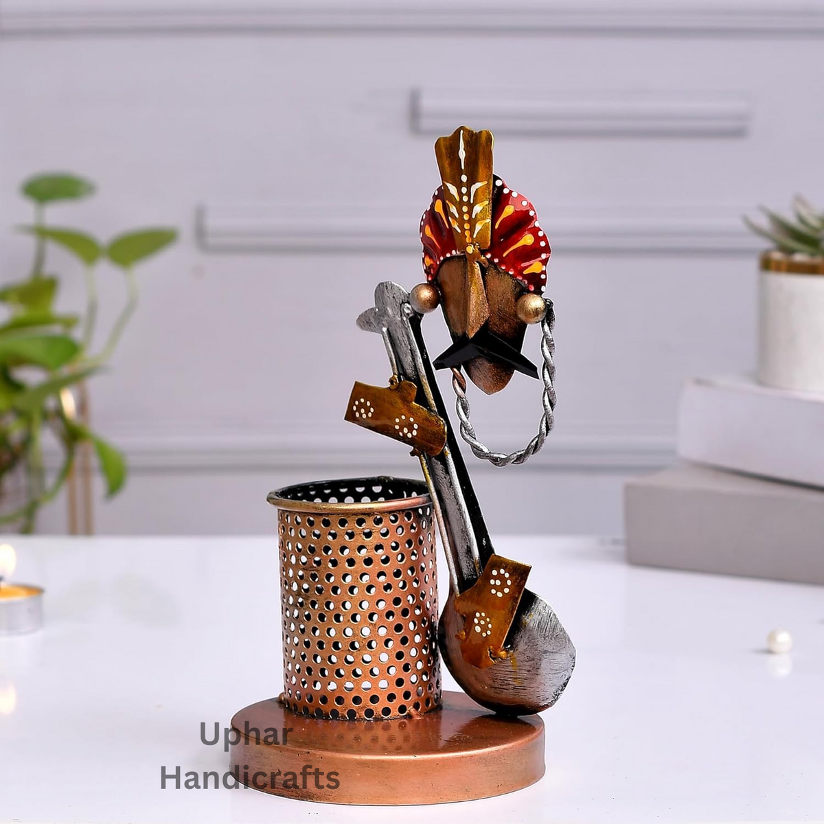 Guitar Shaped Metal Pen Holder
Creative Guitar Desk Organizer
Premium Metal Stationery Holder
Music Inspired Office Decor
Pen Pencil and Marker Organizer
Birthday and Corporate Gift
Uphar Handicrafts