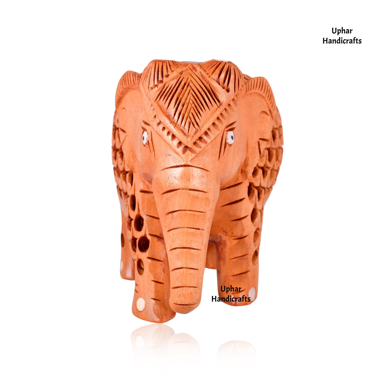 Hand-Carved White Wood Elephant Statue
Brown Handmade Elephant Showpiece
Kadam Wood Traditional Craft
5 Inch Compact Wooden Figurine
Intricate Undercut Hand Tool Carving
Tabletop Shelf and Home Decor Accent
Uphar Handicrafts