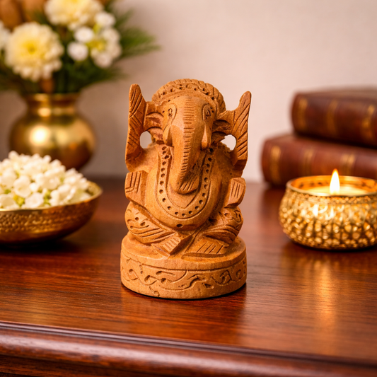 Hand-Carved Wooden Ganesh Ji Idol
Natural Wood Hindu Religious Statue
Intricate Artisan Carved Detailing
Traditional Indian Spiritual Decor
Compact Pooja Room Idol
Home Altar and Meditation Decoration
Uphar Handicrafts