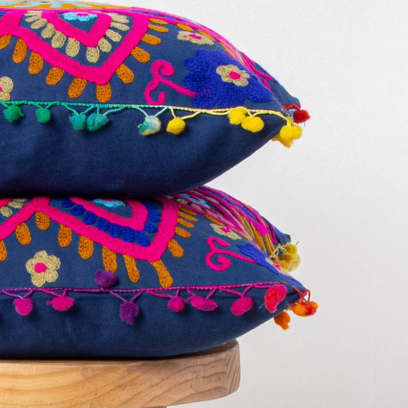 Hand-Embroidered Cotton Cushion Cover
Bohemian Multicolor Textile Design
16x16 Inch Decorative Pillow Cover
Traditional and Modern Home Decor
Colorful Sofa and Armchair Accent
Indian Inspired Boho Housewarming Gift
Uphar Handicrafts