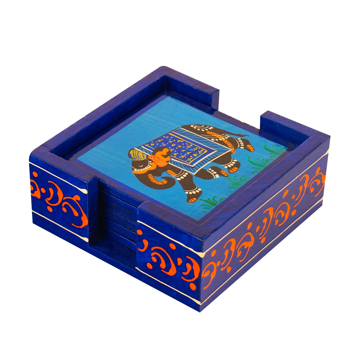 Hand-Painted Elephant Wooden Coaster
Traditional Indian Elephant Artwork
Blue and Black Color Options
Eco-Friendly Wooden Table Protector
Coffee Tea Cup and Mug Coaster
Indian Handcrafted Home Decor Accent
Uphar Handicrafts