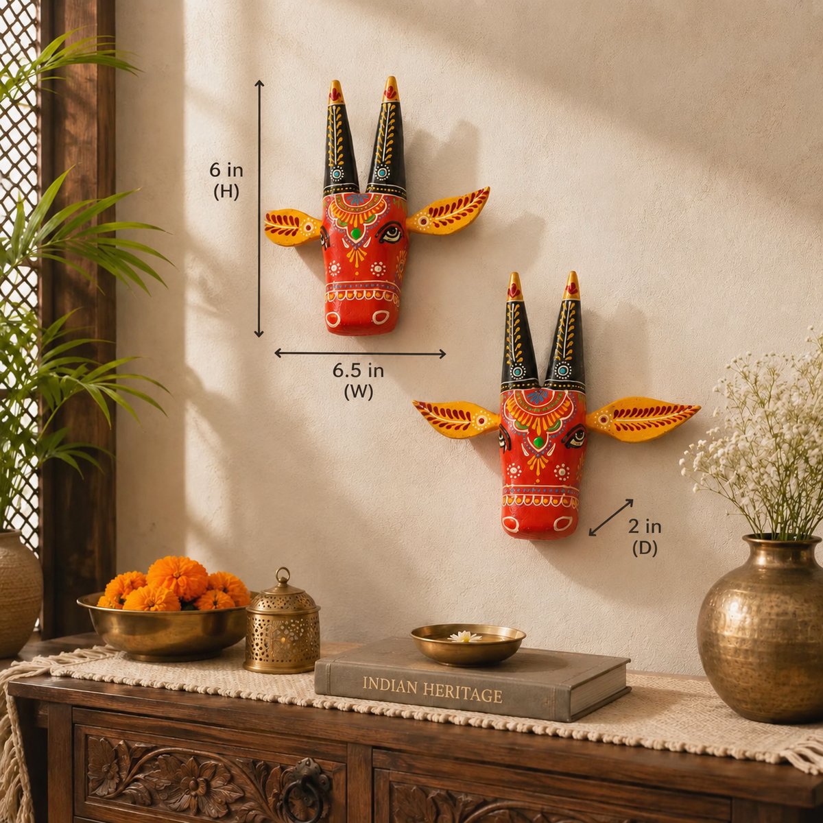 Hand-Painted Kamdhenu Cow Wall Art
Colorful Wooden Cow Head Decor
Indian Handmade Wall Hanging
Traditional Cow Art Decoration
Rajasthani Inspired Home Decor
Spiritual Indian Wall Accent
Uphar Handicrafts