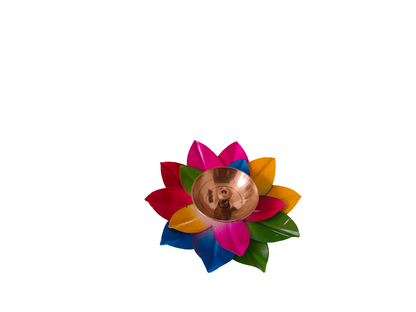 Hand-Painted Lotus Diya Holder
Traditional Brass Center Oil Lamp
Multicolor Indian Festive Decor
Lotus Flower Pooja Accessory
Temple Shelf and Table Centerpiece
Indian Festival and Spiritual Gift
Uphar Handicrafts