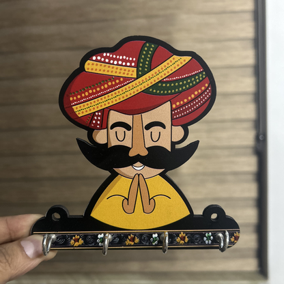 Hand-Painted Multicolor Wooden Key Rack
Traditional Indian Wall Art Design
Four Metal Hooks for Keychains
Functional Wall Decor
Entryway and Home Organization Accent
Ethnic Indian Housewarming and Festival Gift
Uphar Handicrafts