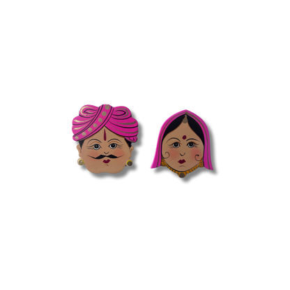 Hand-Painted Rajasthani Couple Magnet
Traditional Indian Folk Art Couple
Multicolor Natural Wood Fridge Magnet
3.5x3.5 Inch Compact Gift
Wedding Engagement and Housewarming Favor
Indian Cultural Decor for USA Homes
Uphar Handicrafts