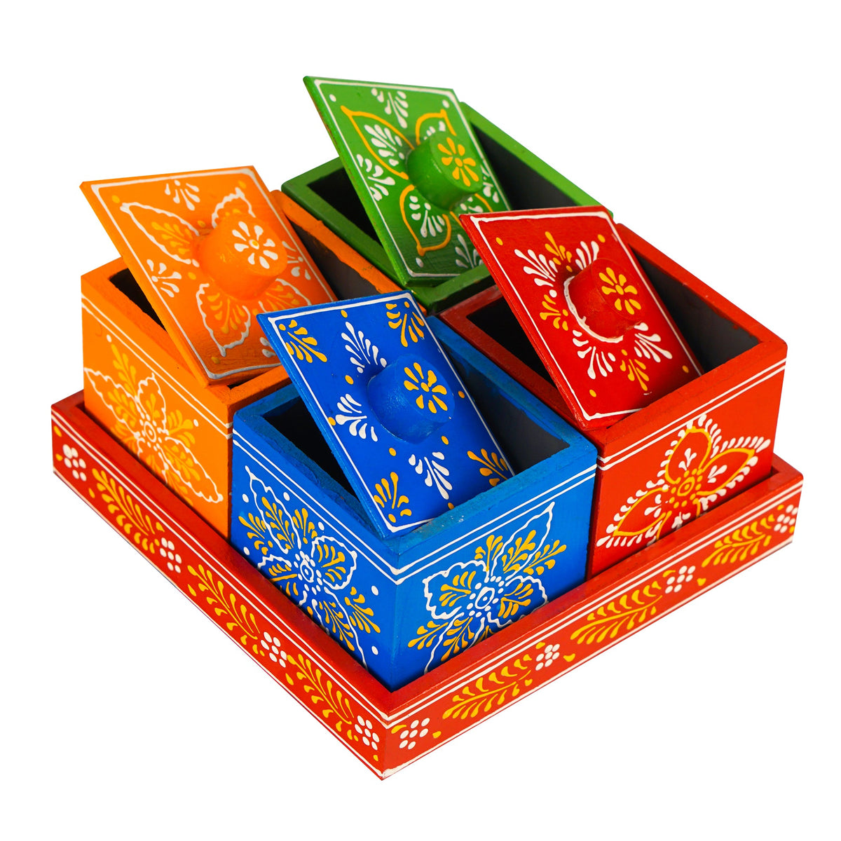 Hand-Painted Rajasthani Revolving Dry Fruit Box
Multicolor Traditional Indian Artwork
360 Degree Rotating Wooden Design
Compartments for Mukhwas Snacks and Sweets
Handcrafted Indian Wooden Storage
Festival Wedding and Housewarming Gift
Uphar Handicrafts
