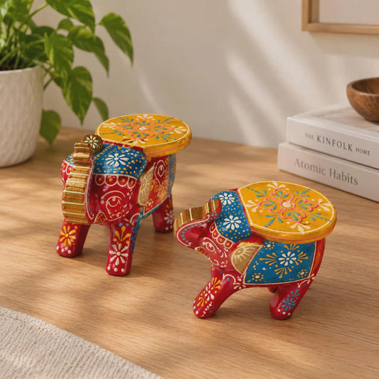 Hand Painted Wooden Elephant Stool Set
Set of 2 Indian Elephant Decor
Housewarming Gifting
Traditional Wooden Home Decor
Wooden elephant decor
Uphar Handicrafts