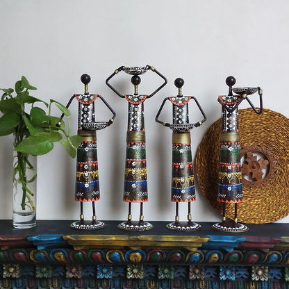 Handcrafted Iron Tribal Doll Candle Holders
Set of 4 Tealight Candle Stands
Intricate Tribal Inspired Figure Design
Bold Colorful Iron Home Decor
Global Inspired Tabletop Decoration
Warm Candlelight and Ethnic Home Accent
Uphar Handicrafts