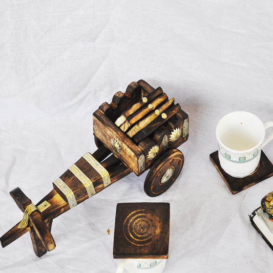 Handcrafted Wooden Bullock Cart Coasters
Set of 6 Indian Coasters
Traditional Bullock Cart Design
Sheesham Wood Table Coasters
Rustic Indian Home Decor
Uphar Handicrafts