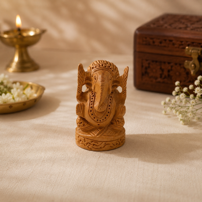 Handcrafted Wooden Ganesh Ji Statue
Premium Natural Wood Construction
Fine Hand-Carved Artisan Details
Traditional Indian Religious Decor
Small Ganesh Ji Pooja Idol
Shelf Desk and Altar Decoration
Uphar Handicrafts