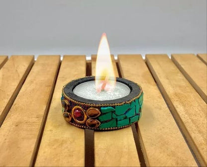 Handmade Lakh Work Tealight Holder
Reusable Tealight Decorative Piece
Traditional Indian Handicraft
Elegant Festive Home Decor
Table and Shelf Decoration
Uphar Handicrafts