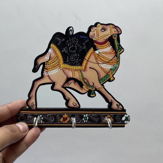 Wooden Camel Design Key Holder with three hooks