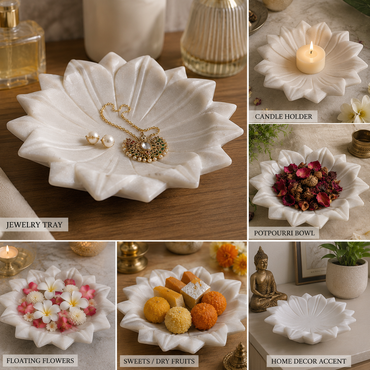 Multipurpose Handicraft
Rajasthani Tradition
Jewelry Tray
Fruit Bowl
Candle Holder