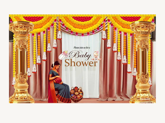 Indian Baby Shower Fabric Backdrop
Vibrant Multicolor Traditional Design
5x8 Feet Large Baby Shower Decor
Cotton Mix Reusable Backdrop Cloth
Godh Bharai and Naamkaran Decoration
Baby Shower Photo Booth Background
Uphar Handicrafts