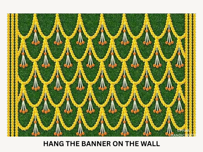 Indian Cow Parrot Lotus Fabric Backdrop
Multicolor Traditional Indian Artwork
Marigold Floral Border Design
5x8 Feet Cotton Mix Wall Decor
Mandir Pooja and Cultural Event Background
Wedding Baby Shower and Festive Decoration
Uphar Handicrafts