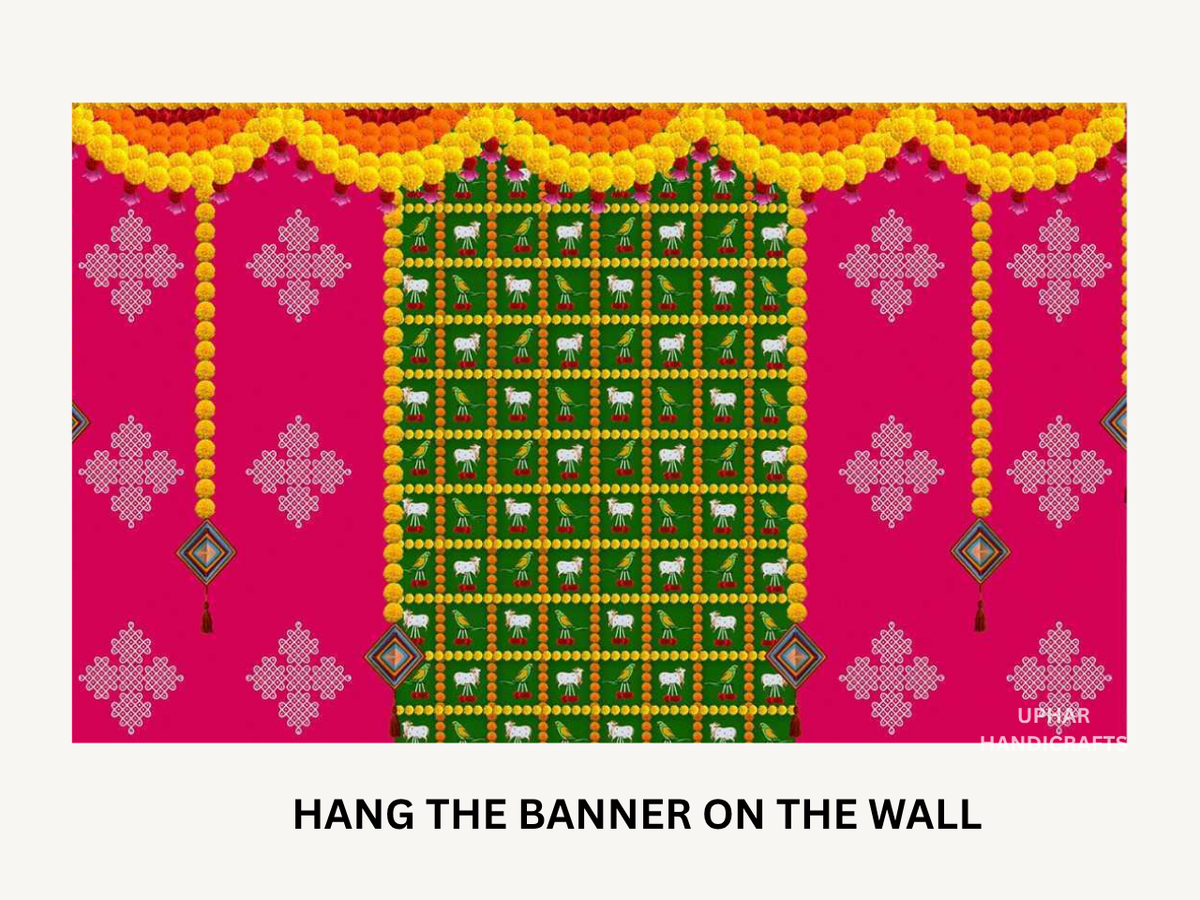 Indian Floral Fabric Wall Backdrop
Bright Pink Green Yellow Color Scheme
Traditional Indian Festive Decoration
5x8 Feet Cotton Mix Backdrop
Haldi Diwali and Housewarming Decor
Reusable Pooja and Event Background
Uphar Handicrafts