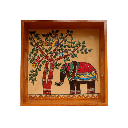 Indian Folk Art Wooden Serving Tray
Hand-Painted Multicolor Artwork
8x8 Inch Square Mango Wood Tray
Tea Coffee Snack and Dessert Serving
Rustic Boho and Ethnic Home Decor
Housewarming and Festive Gift Idea
Uphar Handicrafts