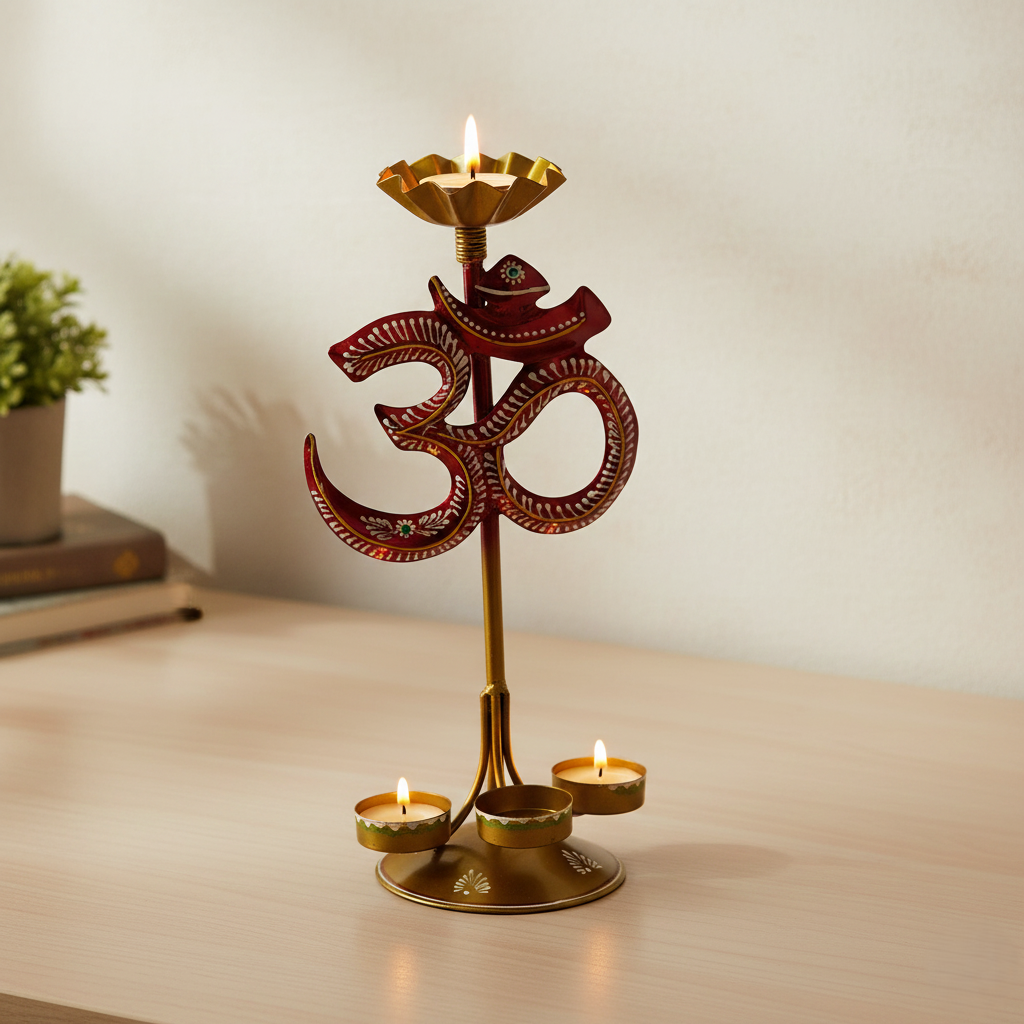 Decorative Metal Om Lamp
Indian Handmade Decor
Meditation candle holder
Om candle holder