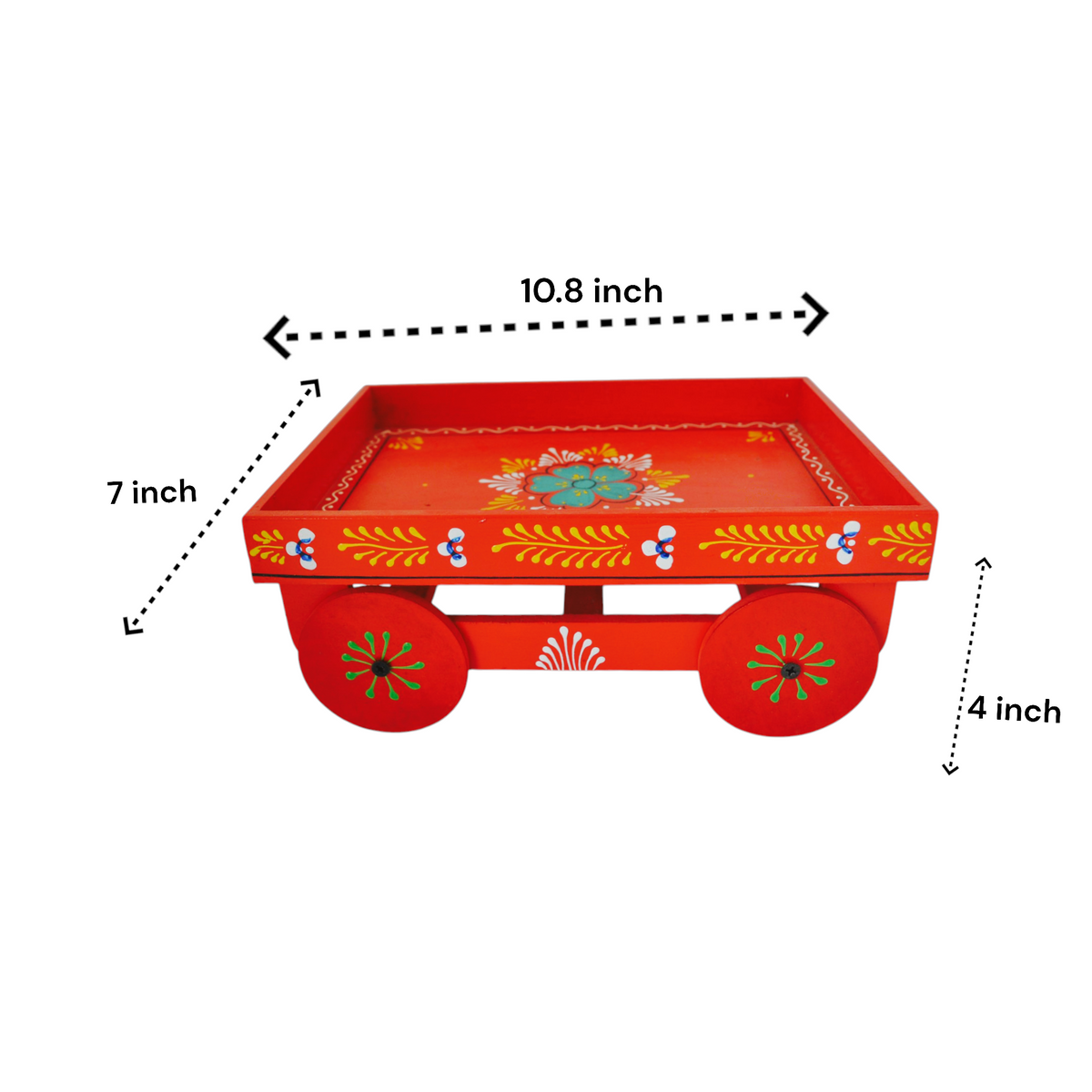 Indian Thela Wooden Tray Red
Traditional Street Cart Inspired Artwork
Hand-Painted Red Wooden Design
Decorative Kitchen and Serving Accent
Festival Sweets Snacks and Beverage Tray
Diwali Wedding and Ethnic Gift Idea
Uphar Handicrafts