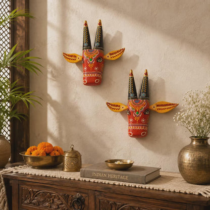 Hand-Painted Kamdhenu Cow Head
Indian Wall Decor
indian handpainted cow wall hanging
Rajasthani Home Art
Uphar Handicrafts