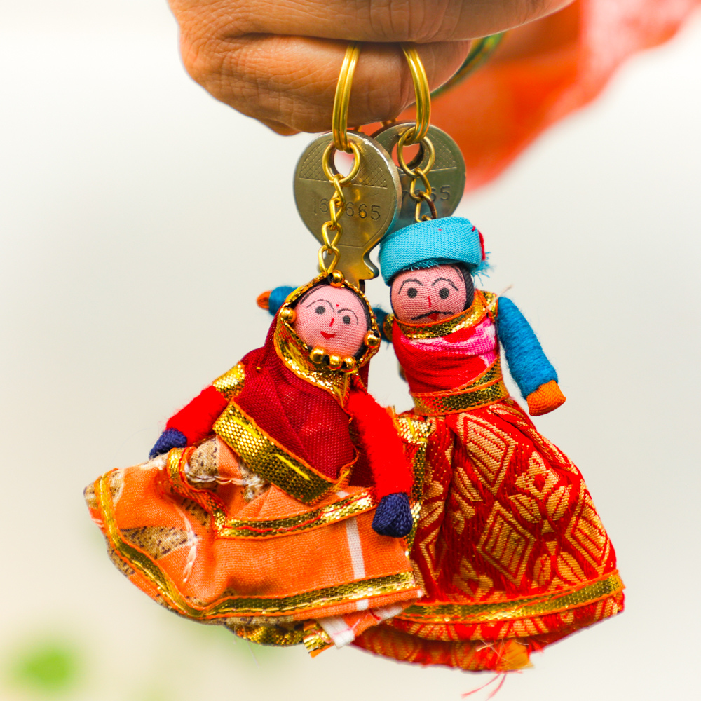 Rajasthani Puppet pair Keychain For Key Holding