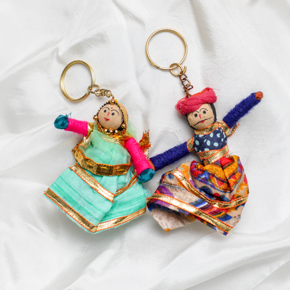 Rajasthani Puppet pair Keychain For Key Holding