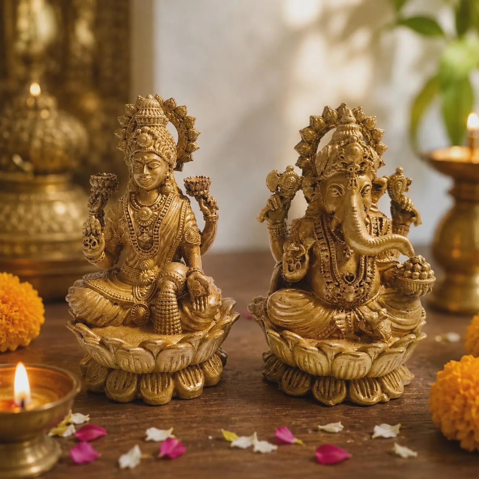 Brass Lakshmi Ganesh ji Idol Set
4 Inch Hindu Statues
Diwali Puja Decor
Diwali Puja idols
Uphar Handicrafts