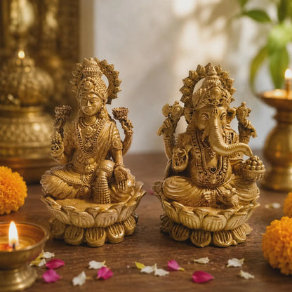 Brass Lakshmi Ganesh ji Idol Set
4 Inch Hindu Statues
Diwali Puja Decor
Diwali Puja idols
Uphar Handicrafts