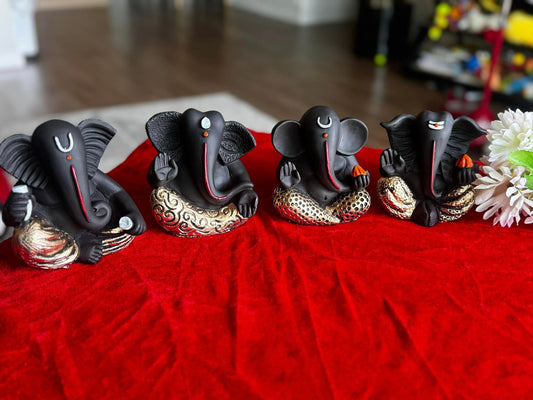 Lord Ganesha Idols Set of 4
Black Ganesha Figurines for Home
Ganesha Idols for Office Decor
Traditional Hindu Spiritual Showpiece
Ganesha Statues for Altar and Shelf
Uphar Handicrafts