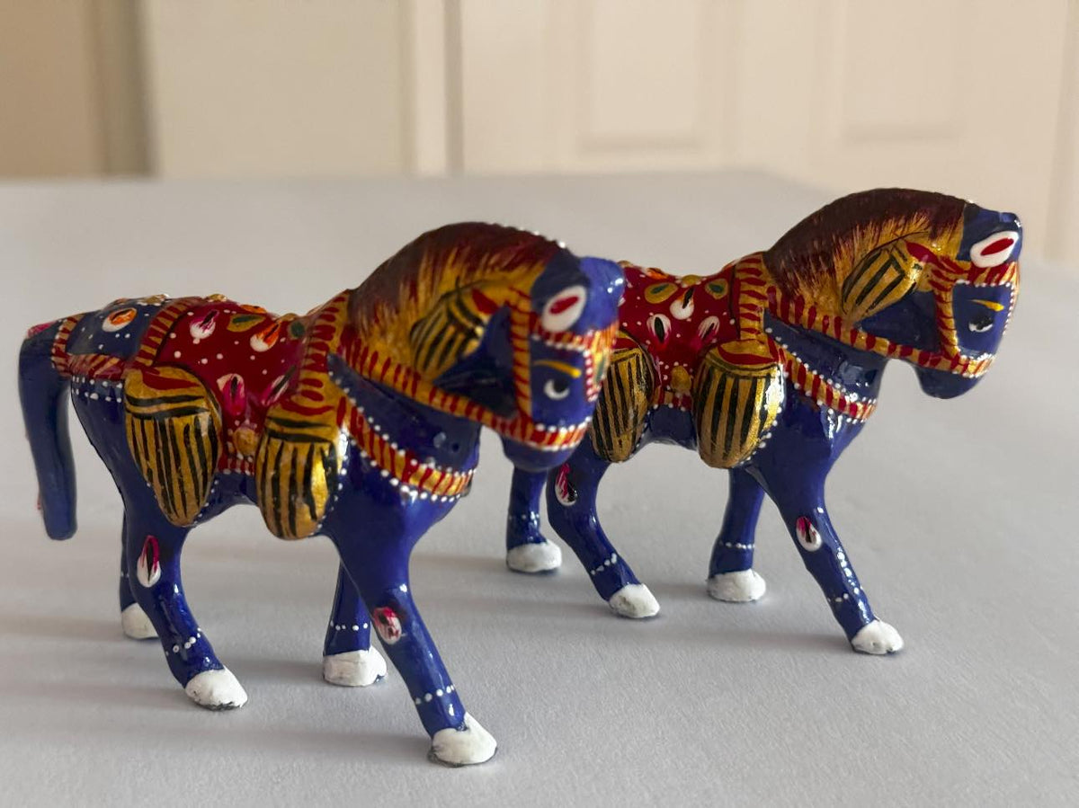 Meenakari Decorative Horse Statue
Gold and Blue Horse Showpiece
Handcrafted Indian Horse Figurine
Spiritual Auspicious Home Decor
Elegant Horse Statue for Office
Uphar Handicrafts