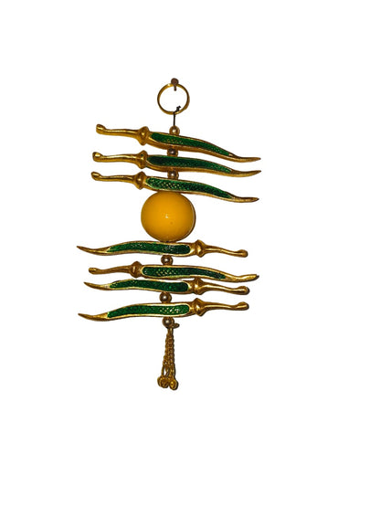 Metal Nimboo Mirchi Nazar Hanging
Golden Metallic Traditional Indian Design
Lemon and Green Chili Shapes
Indian Vastu Door and Window Decor
Traditional Nazar Dosh Decoration
4.5x8 Inch Auspicious Hanging Decor
Uphar Handicrafts