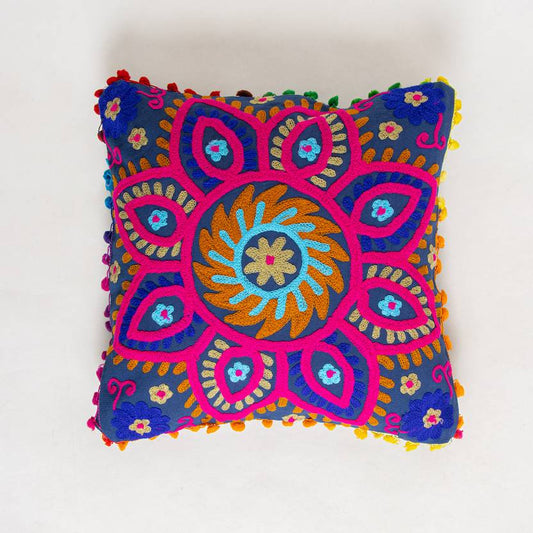 Multicolor Boho Embroidered Cushion Cover
Hand-Embroidered Vibrant Indian Design
16x16 Inch Square Cotton Pillow Cover
Bohemian Global Home Decor
Sofa Couch and Bed Cushion Accent
Colorful Eclectic Living Room Decoration
Uphar Handicrafts