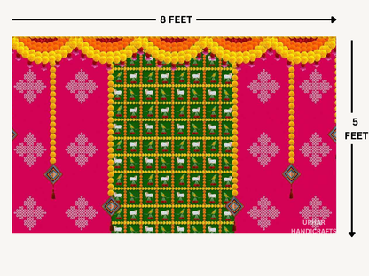 Multicolor Floral Haldi Backdrop
Pink Green and Yellow Traditional Design
5x8 Feet Fabric Wall Decoration
Indian Wedding and Haldi Ceremony Decor
Pooja Mandir and Photo Booth Background
Reusable Foldable Festive Backdrop
Uphar Handicrafts