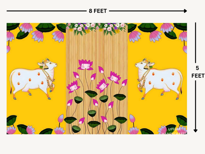 Multicolor Pichwai Cotton Backdrop
Traditional Indian Religious Wall Decor
Handcrafted Pichwai Style Artwork
Large 5x8 Feet Fabric Backdrop
Mandir Pooja and Event Decoration
Reusable Indian Festive Background
Uphar Handicrafts