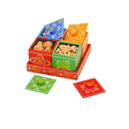 Multicolor Rajasthani Wooden Dry Fruit Box
Traditional Hand-Painted Indian Design
Revolving Serving Box with Compartments
Dry Fruits Mukhwas Snacks and Sweets Storage
Eco-Friendly Handmade Wooden Craft
Coffee Table and Home Decor Accent
Uphar Handicrafts