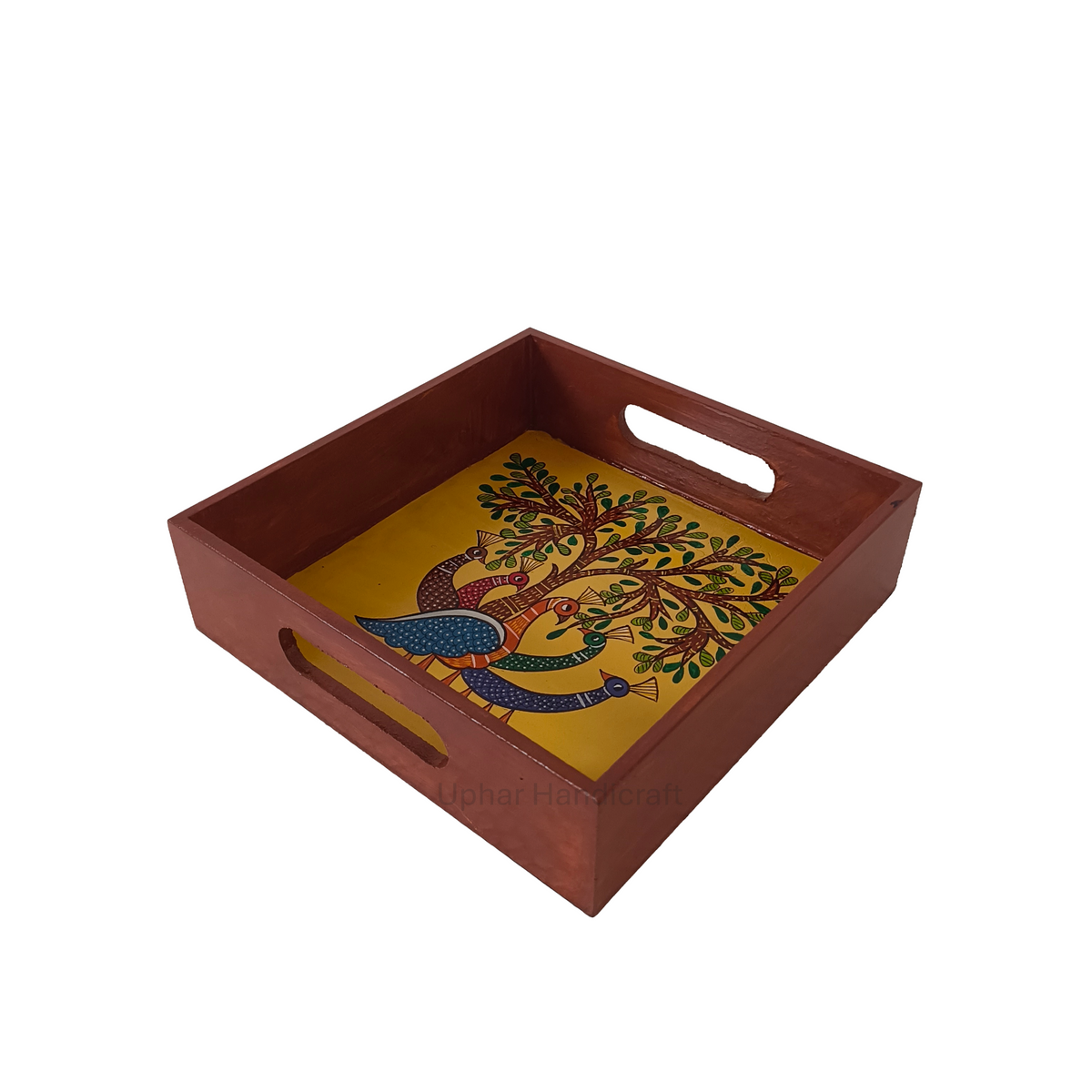 Indian Handcrafted Peacock Wood Tray
Traditional Hand-Painted Artwork
Colorful Peacock and Tree Motif
Solid Natural Wood Decor
Decorative Serving and Display Tray
Festive Indian Home Decor Accent
Uphar Handicrafts