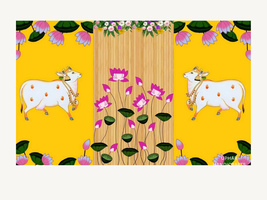 Multicolor Pichwai Art Backdrop
Traditional Indian Pichwai Wall Hanging
Lotus Cow and Krishna Inspired Design
5x8 Feet Large Wall Decor
Pooja Room and Mandir Background
Diwali Janmashtami and Wedding Decor
Uphar Handicrafts