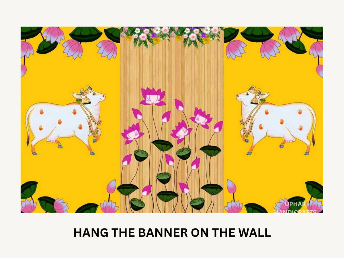 Pichwai Cow Lotus Wall Backdrop
Traditional Indian Pichwai Art Design
Krishna Inspired Floral Wall Decoration
5x8 Feet Pooja Room Backdrop
Diwali and Janmashtami Home Decor
Reusable Fabric Event Background
Uphar Handicrafts