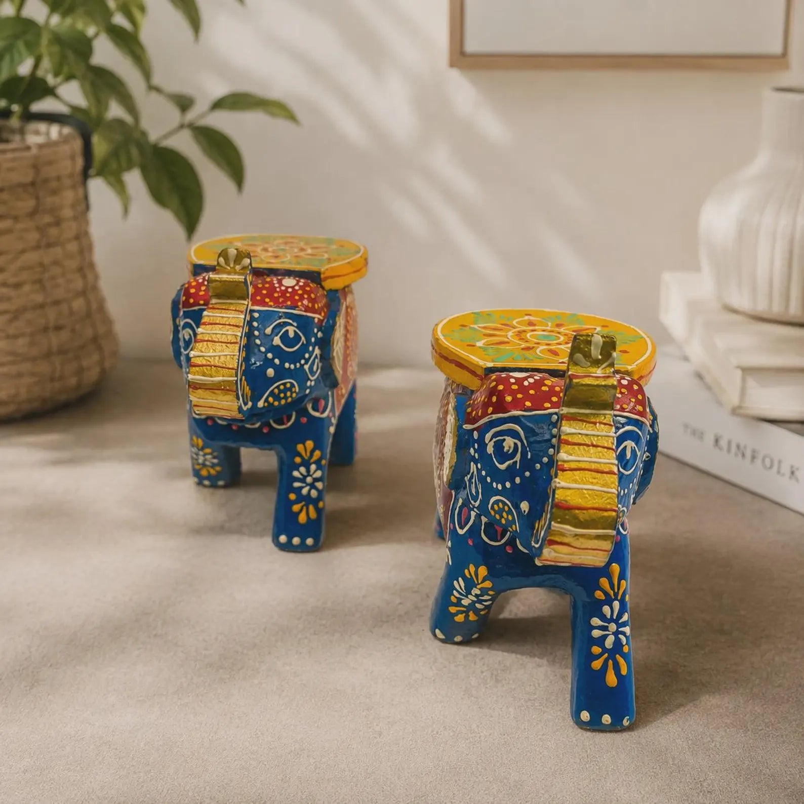 Wooden elephant home decor & Gifting
Rajasthani Hand Painted Elephant Decor
Wooden Elephant Stool Set
Traditional Indian Artisan Craft
Uphar Handicrafts