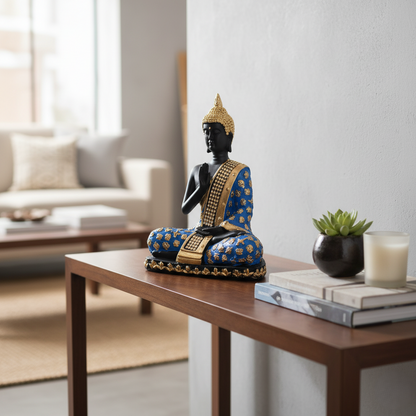 Blue and Gold Resin Buddha Statue
Hand-Finished Spiritual Showpiece
Meditation and Yoga Room Decor
Premium Buddha Home Decoration
Uphar Handicrafts