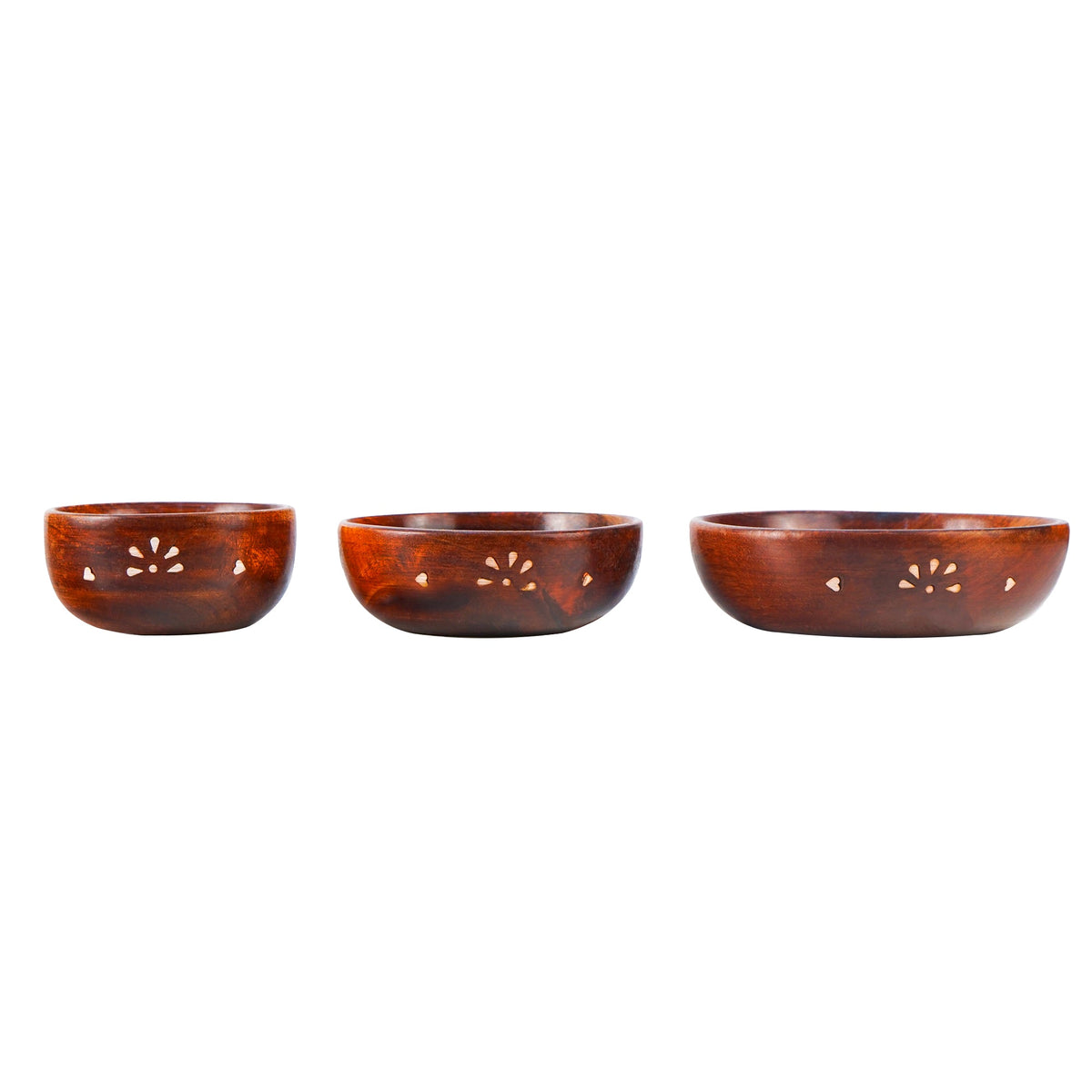 Rustic Brown Wooden Bowl Set
Three Handcrafted Serving Bowls
Natural Wood Grain Design
Kitchen and Dining Serving Bowls
Space Saving Nesting Bowl Set
Uphar Handicrafts