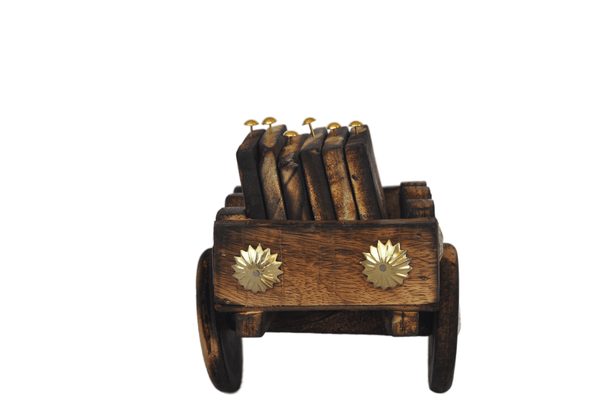Rustic Sheesham Wood Coaster Set
Six Handmade Indian Coasters
Bullock Cart Inspired Design
Traditional Wooden Home Decor
Unique Dining Table Accessories
Uphar Handicrafts
