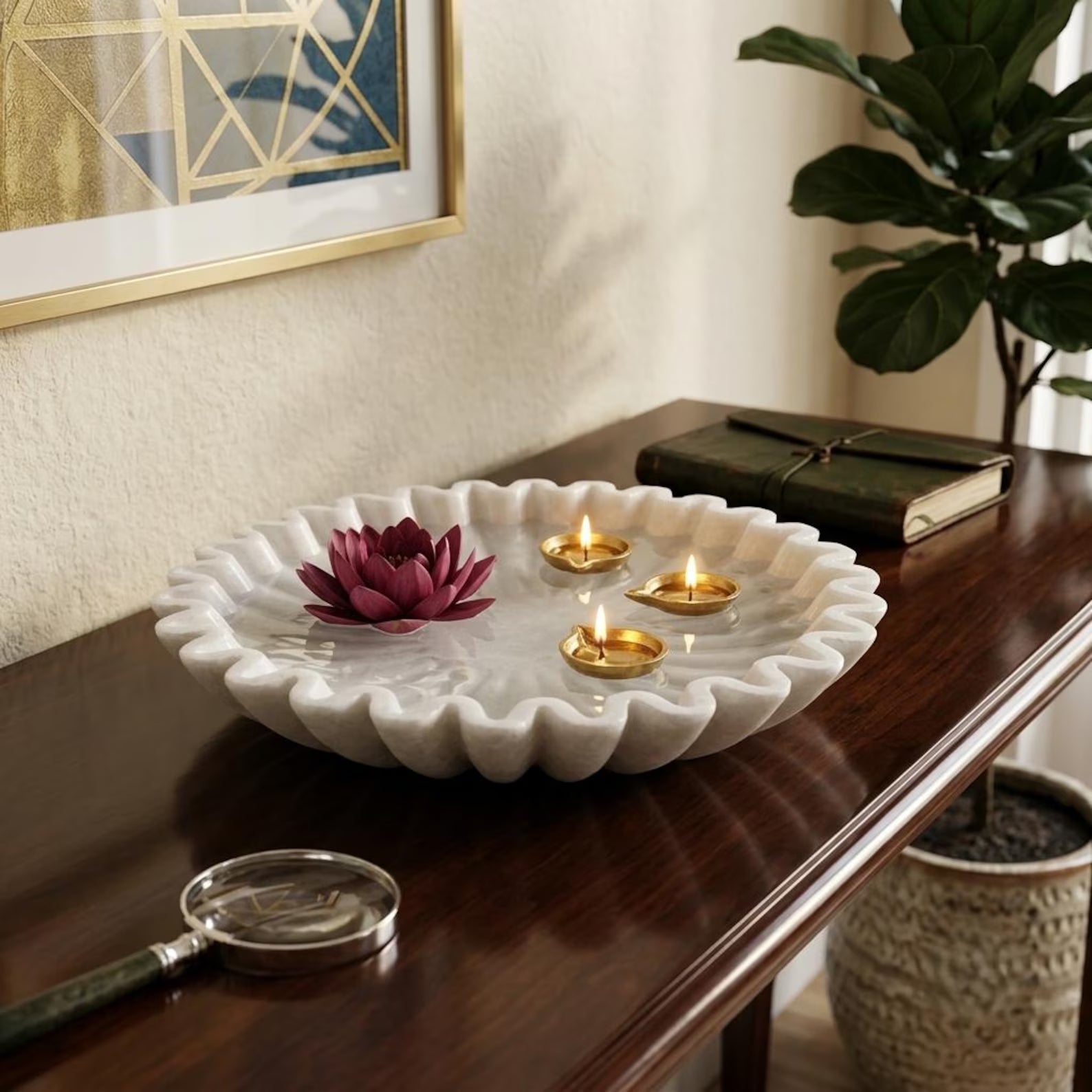 Marble Bowl with Flowers in it
Decorative Piece of Perfection for our Home with Oil Lamp in it
Perfect for Diwali, Festive Decor
Uphar Handicrafts