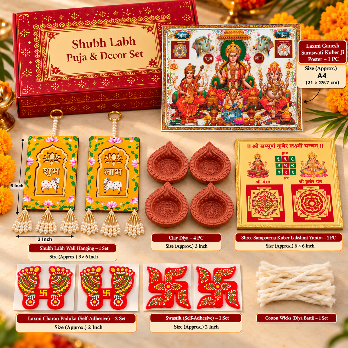 Shubh Labh Diwali wall hanging
Traditional Indian festive wall decor
Shubh Labh hanging with bead tassels
Two-piece Diwali wall decoration
Festive puja and home entrance decor
Uphar Handicrafts