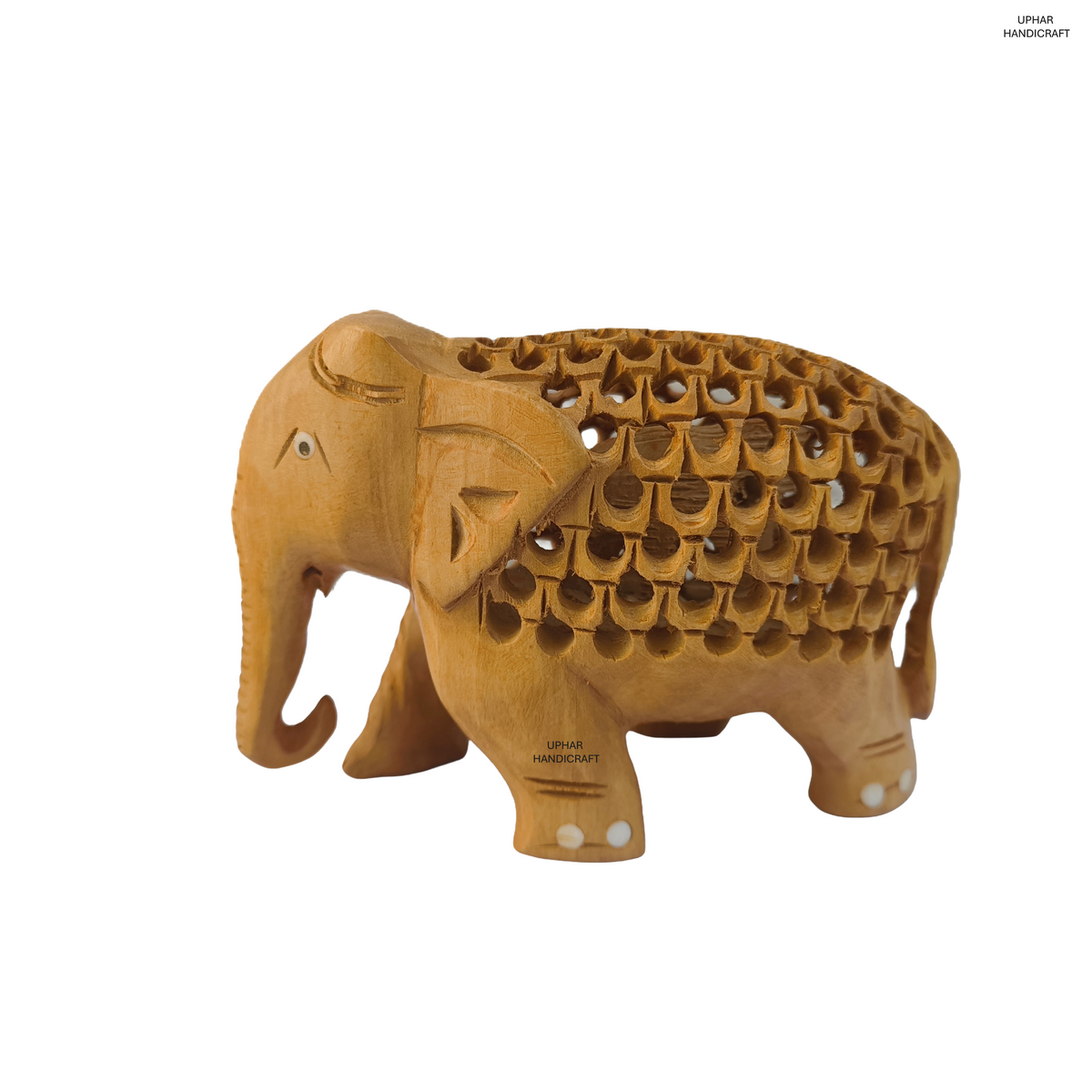 Handmade Wooden Elephant Family Decor
Elephant with Baby Inside
Intricate Hand-Carved Jali Design
Solid Natural Wood Craft
Indian Artisan Home Decoration
Shelf and Tabletop Display Accent
Uphar Handicrafts