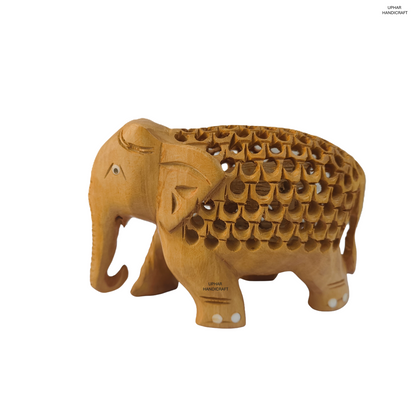 Handmade Wooden Elephant Family Decor
Elephant with Baby Inside
Intricate Hand-Carved Jali Design
Solid Natural Wood Craft
Indian Artisan Home Decoration
Shelf and Tabletop Display Accent
Uphar Handicrafts